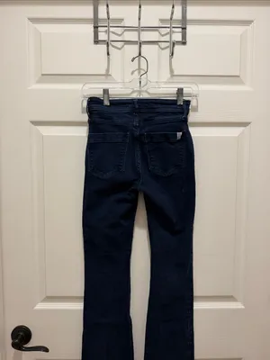 Morrison High-Rise Dark Blue Trucker Utility Straight Leg Slight Flare Jeans 24 thumbnail 5