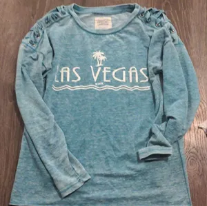 Bin 1 Women Tie Detail Las Vegas Sweatshirt/Shirt Pastel Green Size Small/Medium thumbnail 1