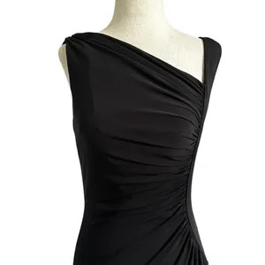 Calvin Klein Womens Size 4 Black Ruched Dress Maxi Evening Long Side Slit | 30-9 thumbnail 2