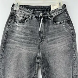 American Eagle highest rise mom jeans size 4 NWT grey distressed denim thumbnail 2