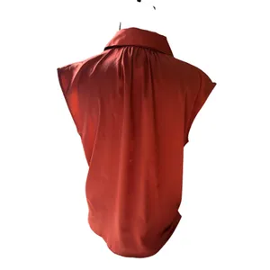 Banana Republic Rust Red Sleeveless Blouse Small Oversized Collar Button Front thumbnail 9
