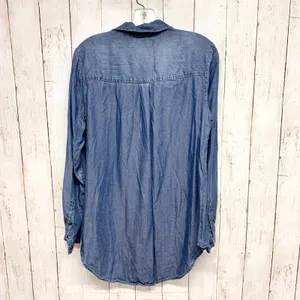 New Directions Chambray Button‎ Down Womens Size M Blue Lyocell Denim Shirt Top thumbnail 6