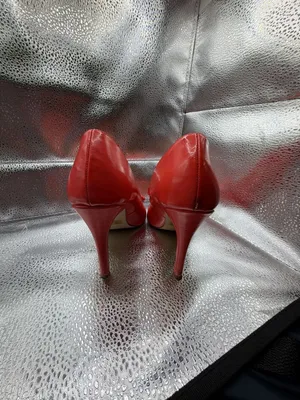 Cato Red High Heels Peep Toe Pumps with Bow Detail Size 7M thumbnail 3