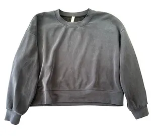 Lululemon Perfectly‎ Oversized Cropped Crewneck Sweatshirt Black Size 14 Cozy thumbnail 1