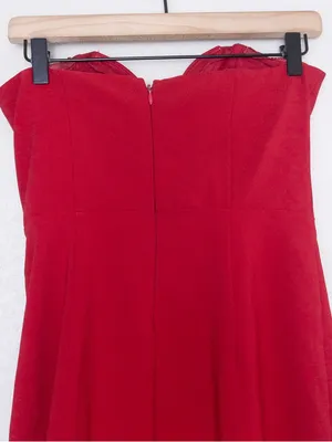 Aidan Mattox Strapless Maxi Dress 4 Red Plunge Neckline Slit Gown Sweetheart thumbnail 12