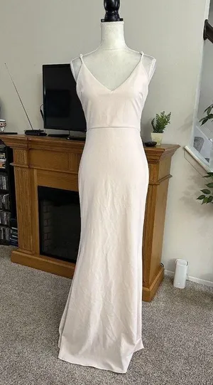 Lulu’s Infinite Glory Maxi Dress Beige Size Small Photo Shoot Wedding Vow Renewa thumbnail 2