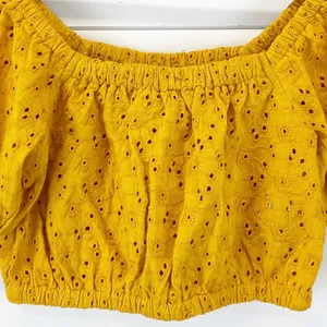 Billabong Womens S Summer Girl Crop Top Sunkissed Yellow‎ Embroidered Eyelet thumbnail 5