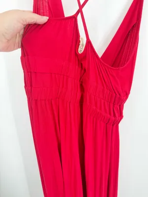 NWT Rolla Coster Women Red Maxi Dress Halter Adjustable Straps Medium thumbnail 5