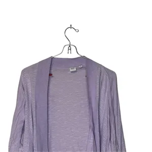 Gap Womens Sweater Open Cardigan Long Sleeve Lavender White Striped Slub Large thumbnail 2