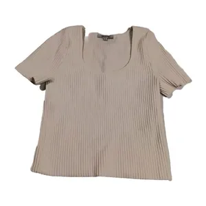 Madewell Striped Embroidered Crop Top Cream Color Small‎ Classic Streetwear... thumbnail 7