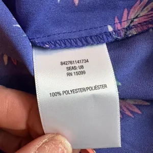 Blue floral off the shoulder top with ruffle detail. Size: L thumbnail 4