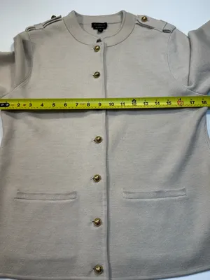 Talbots Pure Marino Wool Beige Crewneck Button-Front Cardigan thumbnail 4