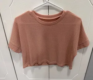 NWOT Unbranded Waffle Knit Cropped Short Sleeve thumbnail 1