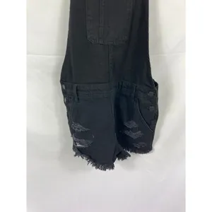 Black Distressed Short Overalls Size Small thumbnail 3