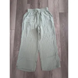 Halara Pale Aqua High Waist Drawstring Wide Leg Casual Linen-Feel Pant S Petite thumbnail 2
