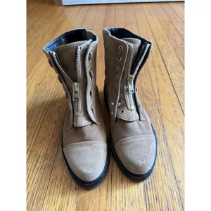 All Saints Ariel Brown Suede Zip Up Combat Boots Size 37 thumbnail 2