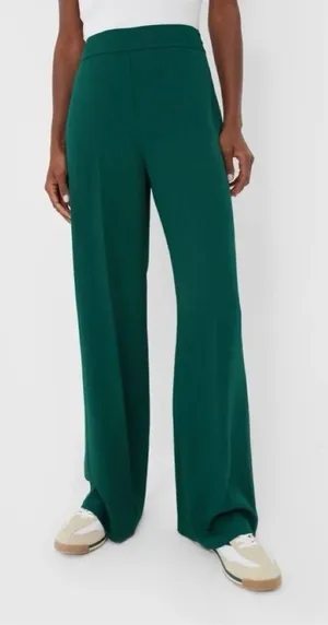 Tuckernuck • Erin Pants wide leg Deep Green dark trouser flat front satin twill thumbnail 1
