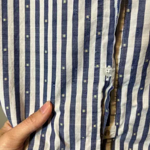 Grayson The Hero Blue White Striped Dobby Dot Button Down Shirt Size 03 M thumbnail 5
