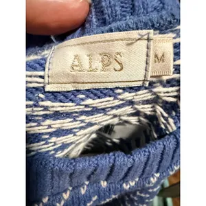 Vintage ALPS knit sweater Womens Blue‎ White Geometric Crewneck Medium thumbnail 4