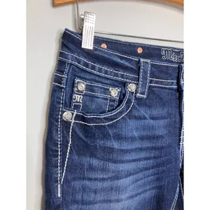 Miss Me Signature Skinny Jeans Womens 28 Blue Excellent Embellished Flap Pocket thumbnail 2