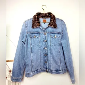 JOE’S Jean Jacket with Leopard Faux Fur Collar Denim new no tags Animal Print thumbnail 5