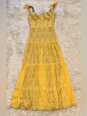 NEW NADINE MERABI Miranda Lace Yellow Belted Gown sz 6 thumbnail 5