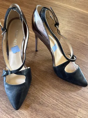 Nine West Womens Black‎ Metallic Pewter d'Orsay Pointed Toe Stiletto 3" Pumps Size 6 Chic thumbnail 1