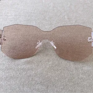 FREE PEOPLE Sidetracked Rimless Sunglasses Retro 70’s Summer Beach Neutral RARE thumbnail 6