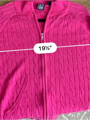 Kate Lord Womens Sweater L Pink Cable Knit Full Zip Golf Cardigan Pockets thumbnail 11
