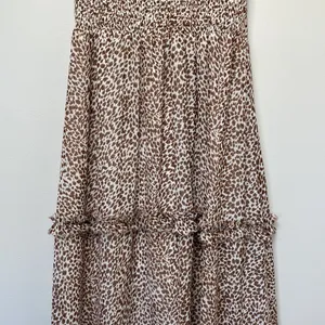 1.State‎ Animal Print Chiffon Smocked Mock Neck Dress in Brown Taupe thumbnail 6