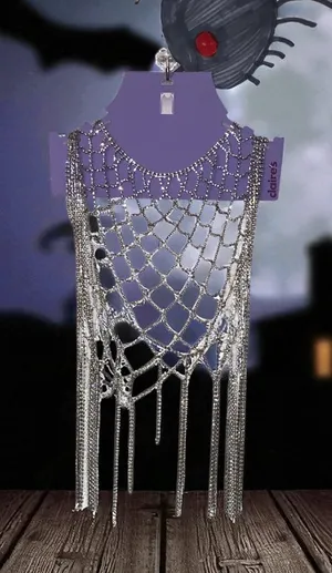 NWT Claire's Silver Metal Rhinestone Chain Body Shirt Party Rave Sexy thumbnail 1