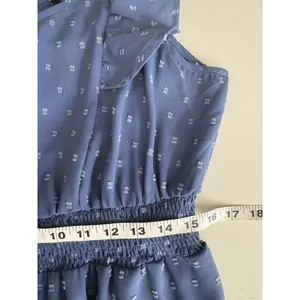 BloomChic Romper Womens 12 Blue Swiss Dot Sleeveless Sweetheart Neckline Summer thumbnail 10