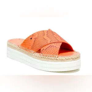 Franco Sarto Birch Slide Platform Sandal 8.5 Salmon Python Print Festival Summer thumbnail 2