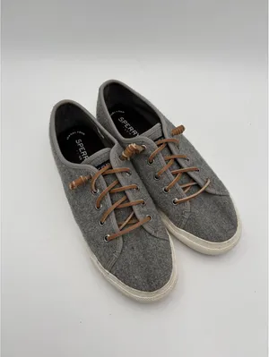 Sperry’s Womans Size 8 Cliffside Gray Wool Platform Sneakers with Brown Laces thumbnail 2