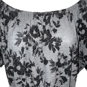 FREE PEOPLE Black and Gray Floral Peplum Hem‎ Top Size Medium thumbnail 3