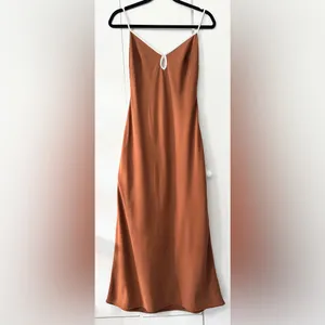 Abercrombie & Fitch Keyhole Slip Maxi Dress - Ochre - XSP thumbnail 11