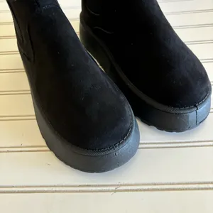 Unbranded Platform Ankle Boots Size 8 Black Faux Suede Fur Lined Slip On Booties thumbnail 5