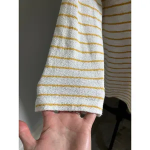 Striped Cotton Slub Knit Top sz Small White Yellow Oversized Coastal Minimalist‎ thumbnail 3