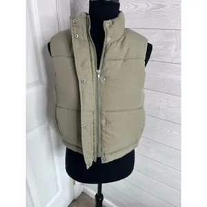 Ci Sono women's sage green padded crop vest gorpcore activewear Size medium thumbnail 5