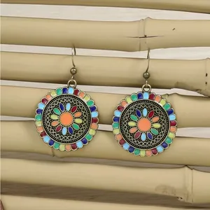 Boho Necklace‎ & Earrings Set Colorful Flower Design Tribal Accessories thumbnail 13