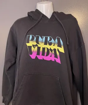 Pura Vida Hoodie Womens Medium Black Pura Vida Logo Graphic Fleece Pullover thumbnail 1