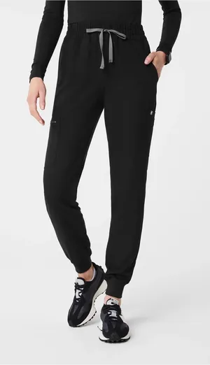 Figs High-Waisted Uman Relaxed Casual Scrub Trousers in Black thumbnail 1