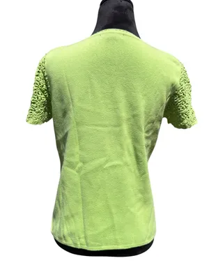 Designers Originals Lime Green Crochet Sleeve Knit Top Large‎ Cottagecore Boho thumbnail 7