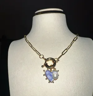 Handmade ✨ Chic Gold Chain Necklace with Heart & Pearl Charm ✨ thumbnail 2