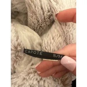 Capote Faux Fur Cape Poncho S/M Cream Plush Turtleneck Cowl Neck Winter thumbnail 8