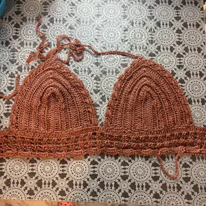Women’s Handmade Crochet Bikini Top terracota thumbnail 1