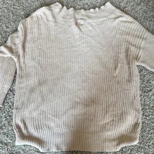 Aerie Oversized Tan Cotton V Neck Sweater Size Large thumbnail 5