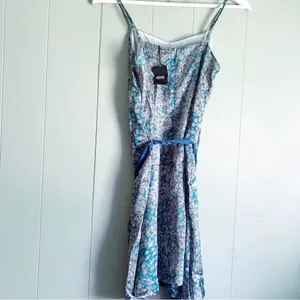 NAKED ZEBRA Satin Tea Mini 90s Slip Dress Animal Print M thumbnail 3