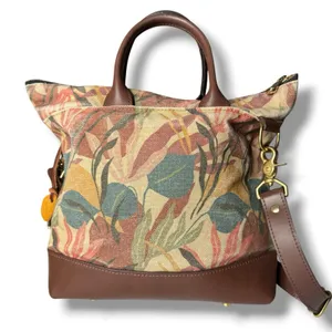R.Riveter Otto Canvas Leather Tote Crossbody Bag Floral Breast Cancer Awareness thumbnail 9