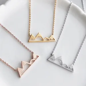 White‎ Gold Plated Mountain Bar Pendant Necklace, 16-18” thumbnail 6
